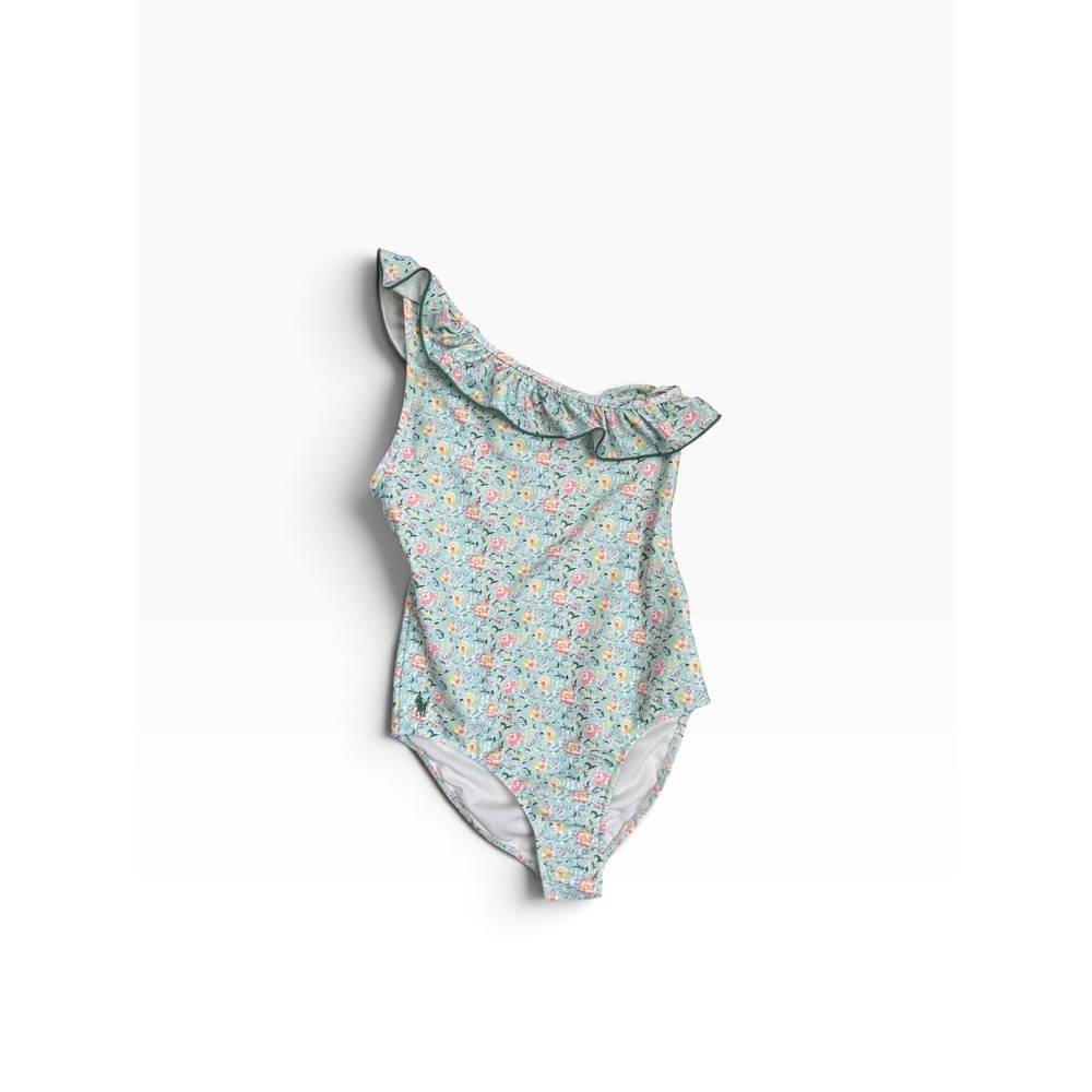 Polo Ralph Lauren Girls Floral One Shoulder Ruffle One Piece Swimsuit 10 NEW*